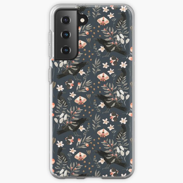 Black Crow and Butterflies Samsung Galaxy Soft Case
