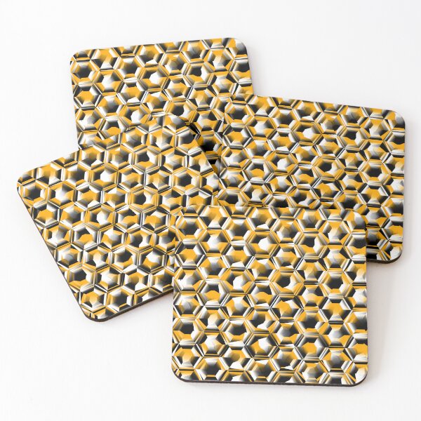 Item preview, complex yellow-gold black and white Escher type designs in hexadecimal designed and sold by mister-john.