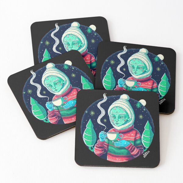 Item preview, Christmas Funny Alien Drinking Coffee Wearing Sweater designed and sold by extraordinar-ia.