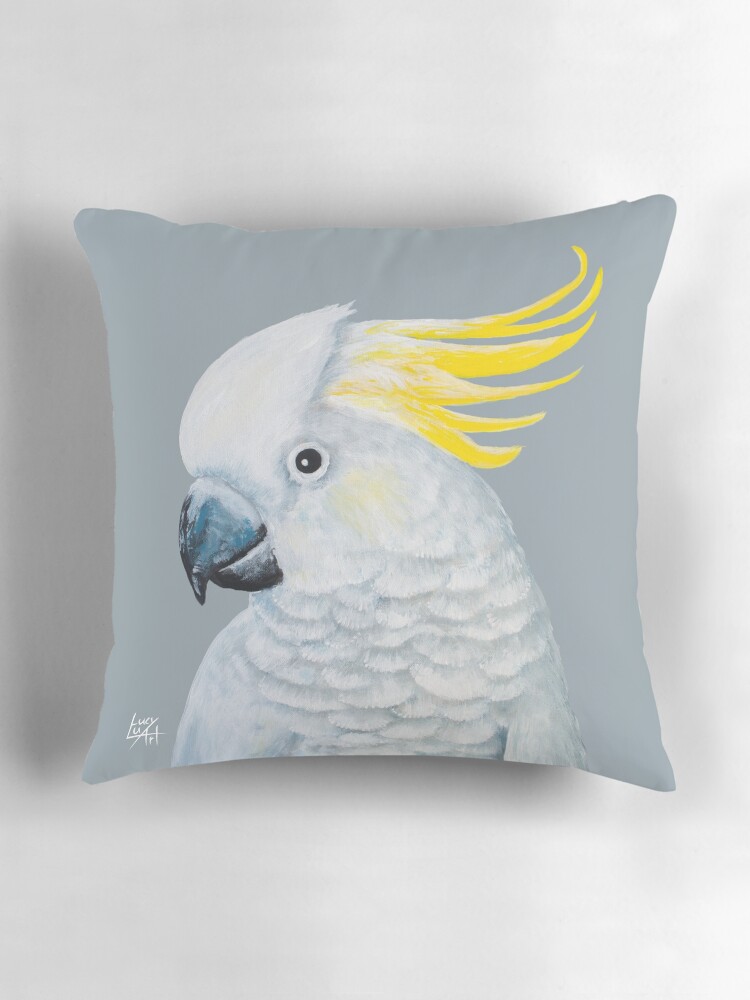 Thumbnail 3 of 4, Pillow, Sulphur-Crested cockatoo designed and sold by lucyluart.