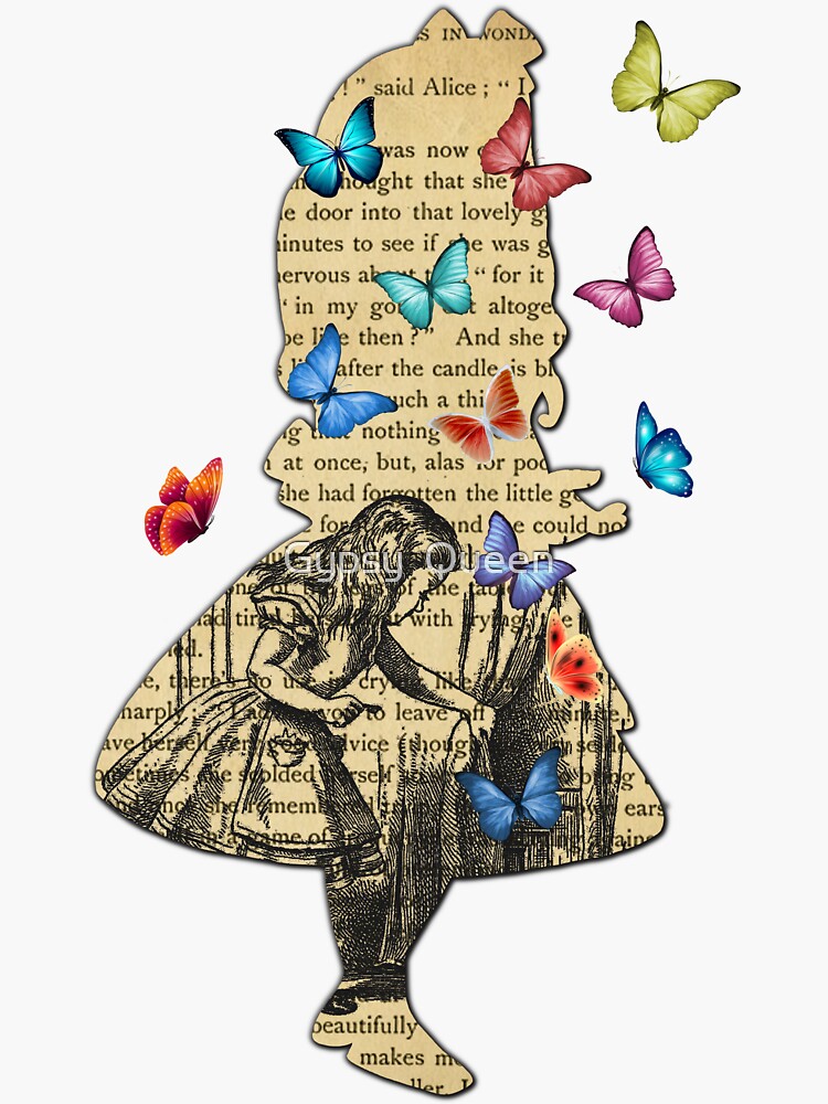 Thumbnail 3 von 3, Sticker, Alice im Wunderland - Vintage Wunderland Buch designt und verkauft von nomadartstudio.