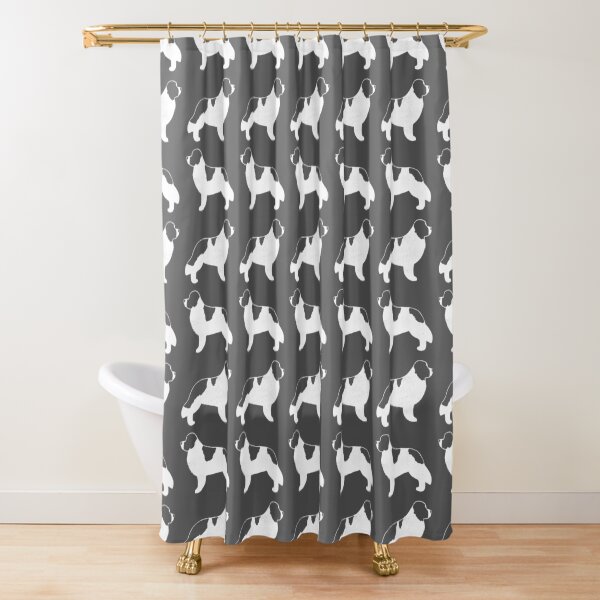 "Newfoundland Landseer Dog Breed Silhouette(s)" Shower Curtain by