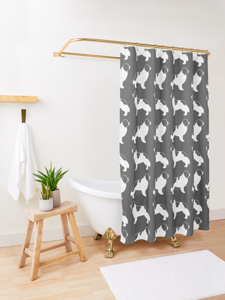 "Newfoundland Landseer Dog Breed Silhouette(s)" Shower Curtain by