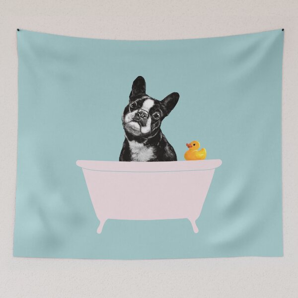Item preview, Cute Bulldog in Bathtub Blue designed and sold by bignosework.