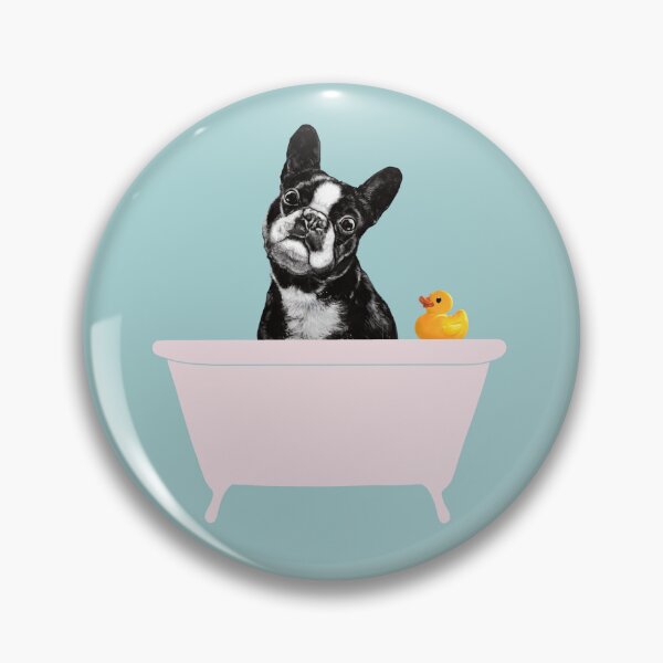 Item preview, Cute Bulldog in Bathtub Blue designed and sold by bignosework.