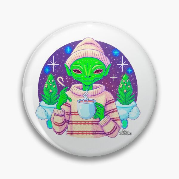 Artikelvorschau,  Weihnachtslustiger Alien, der Kaffee trinkt und einen Pullover trägt entworfen und verkauft von extraordinar-ia.
