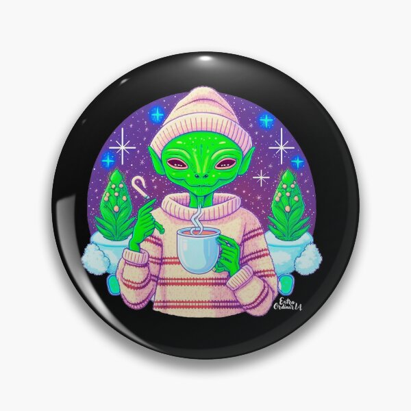 Artikelvorschau, Weihnachtslustiger Alien, der Kaffee trinkt und einen Pullover trägt entworfen und verkauft von extraordinar-ia.