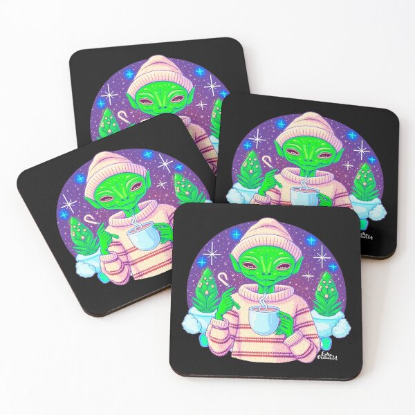 Item preview, Christmas Funny Alien Drinking Coffee Wearing Sweater designed and sold by extraordinar-ia.