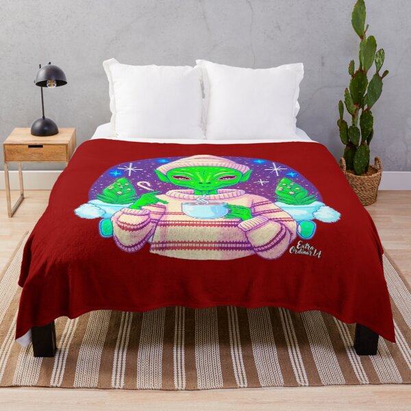 Item preview, Christmas Funny Alien Drinking Coffee Wearing Sweater designed and sold by extraordinar-ia.