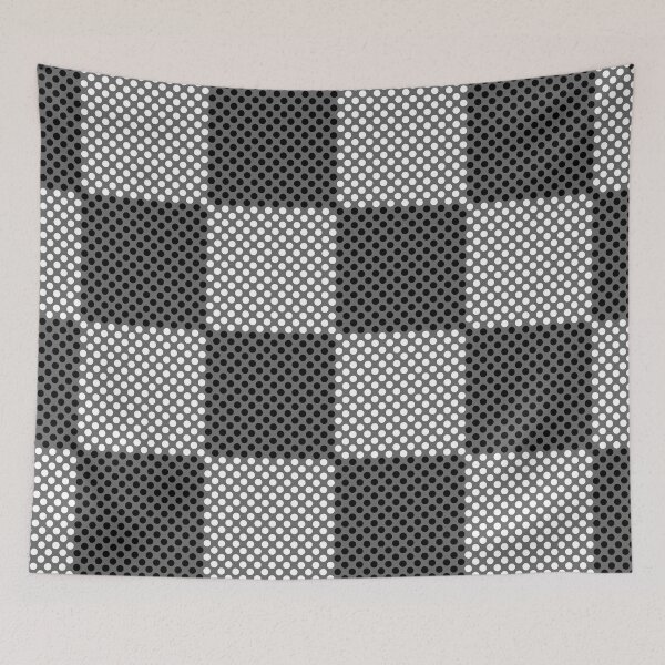 Item preview, Gray Black and White Modern Polka Dot Checkerboard Pattern Tri-color designed and sold by All-Black-White.