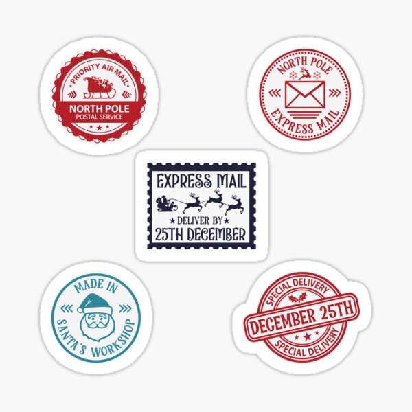 North Pole Post Mail Stamps SVG. Christmas designs