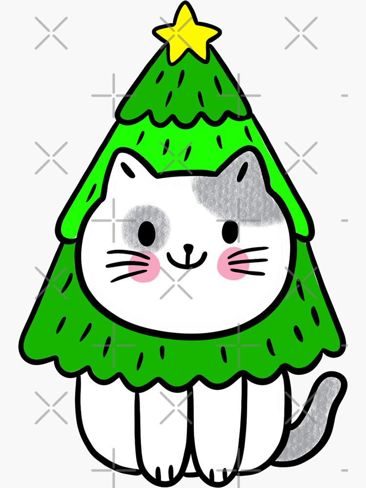 "cute cat christmas tree" Sticker for Sale by Animster Redbubble