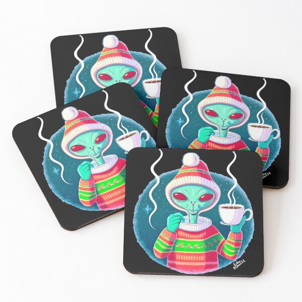 Item preview, Christmas Funny Alien Drinking Coffee Wearing Sweater designed and sold by extraordinar-ia.