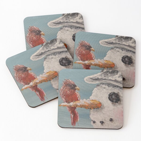 Item preview, Cardinal visits snowman designed and sold by Riffraff81572.