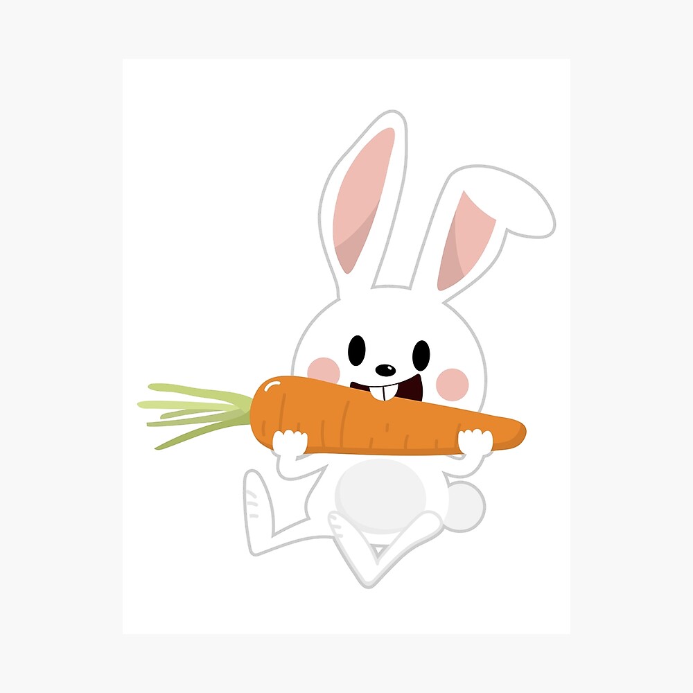 Cute Bunny With Carrot Cartoon 