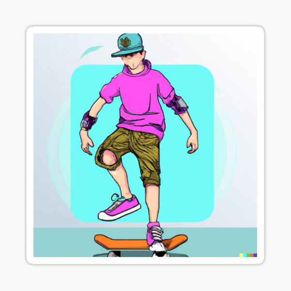 "TikTok Skater Boy illustration" Sticker for Sale by AlexTjhi Redbubble