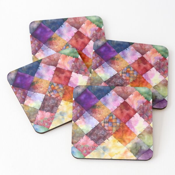 Item preview, Watercolor Patchwork Quilt Design in Bright Uplifting Colors designed and sold by ClairesPatterns.
