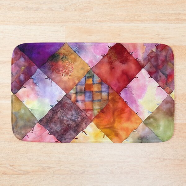 Item preview, Watercolor Patchwork Quilt Design in Bright Uplifting Colors designed and sold by ClairesPatterns.