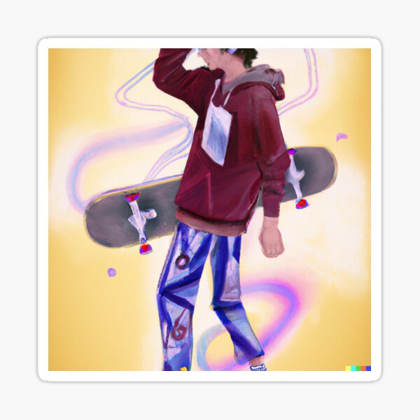 "TikTok Skater Boy digital art" Sticker for Sale by AlexTjhi Redbubble