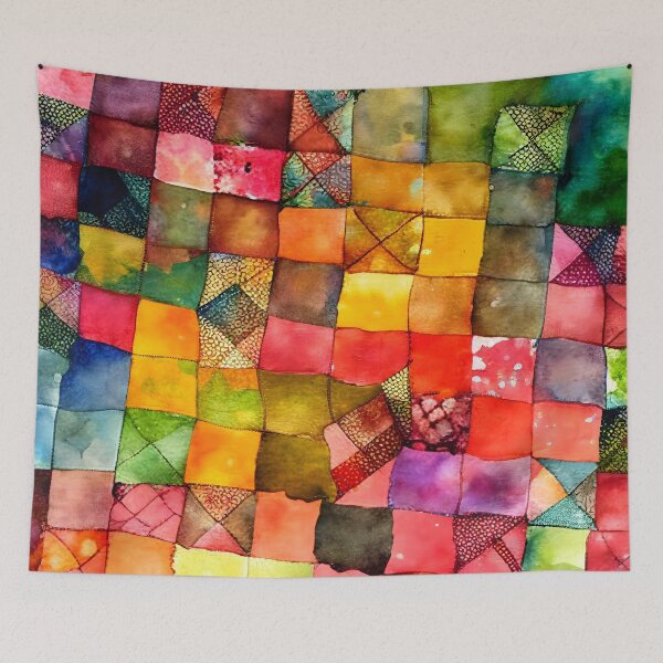Item preview, Watercolor Patchwork Quilt Design Bright Crazy and Chaotic designed and sold by ClairesPatterns.