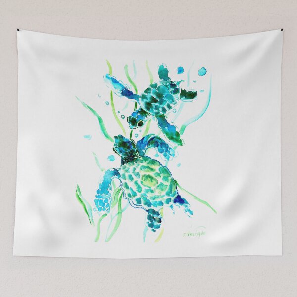 Item preview, Sea Turtle, Turquoise Blue Indico turtle color designed and sold by surenart.