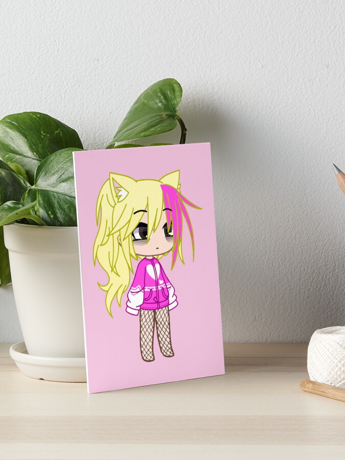 Gacha club girl. Ponytail style girl with pink lock. Gacha girl in  sweatshirt. Greeting Card by gachanime