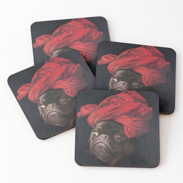 Item preview, Portrait of a Black Pug in a Red Turban designed and sold by Furry And  Purry.
