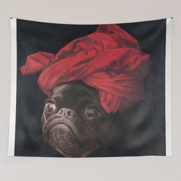 Item preview, Portrait of a Black Pug in a Red Turban designed and sold by Furry And  Purry.