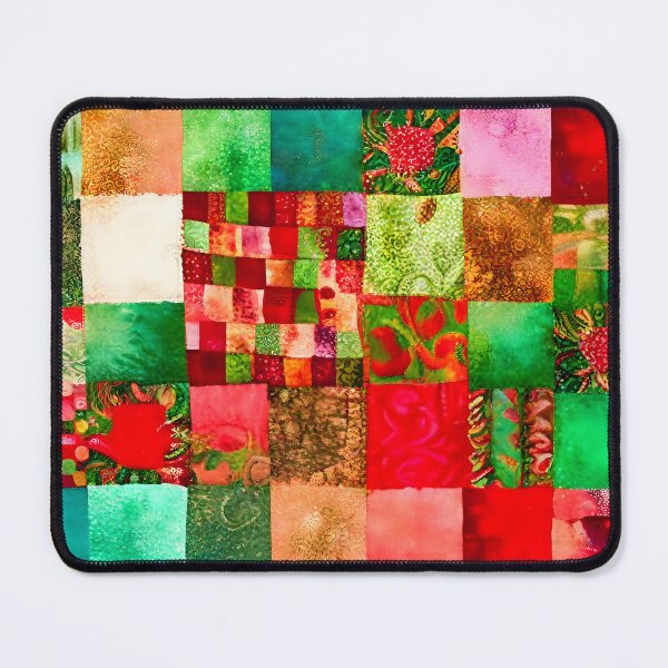 Item preview, Christmas Colored Watercolor Patchwork Quilt Design Bright Greens and Reds designed and sold by ClairesPatterns.