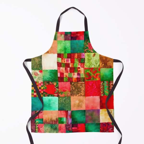 Item preview, Christmas Colored Watercolor Patchwork Quilt Design Bright Greens and Reds designed and sold by ClairesPatterns.