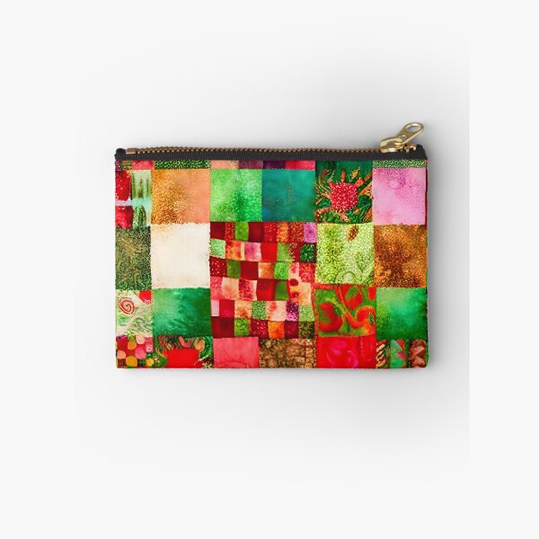 Item preview, Christmas Colored Watercolor Patchwork Quilt Design Bright Greens and Reds designed and sold by ClairesPatterns.