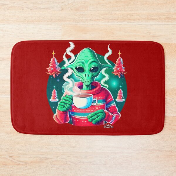 Item preview, Christmas Funny Alien Drinking Coffee Wearing Sweater designed and sold by extraordinar-ia.