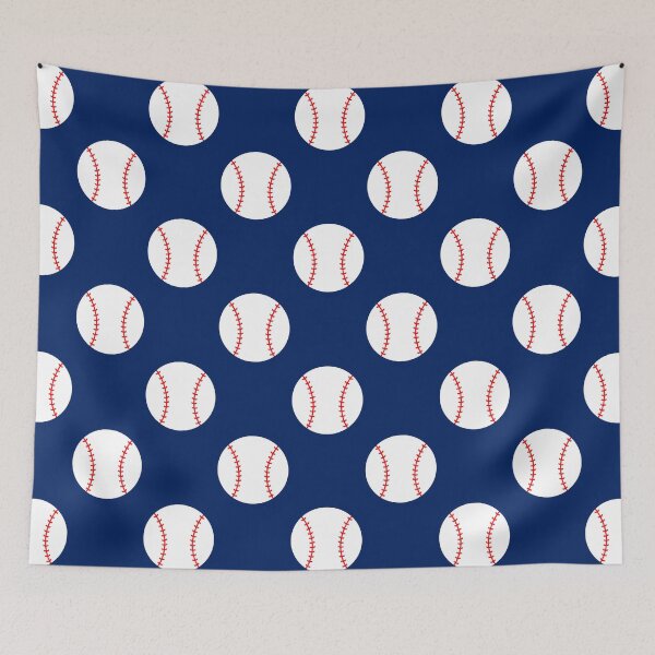 Item preview, Baseball with Navy Blue Background Pattern designed and sold by beccaveedesigns.