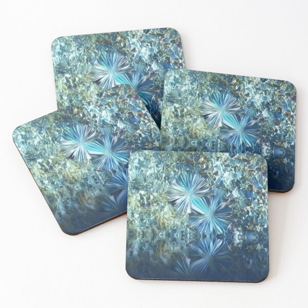 Item preview, Etched glass dreamy cobalt blue flowers designed and sold by Khala.