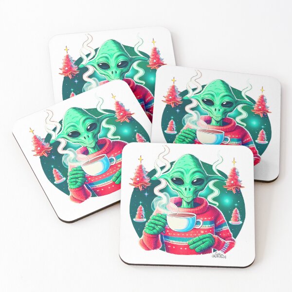 Item preview,  Christmas Funny Alien Drinking Coffee Wearing Sweater designed and sold by extraordinar-ia.