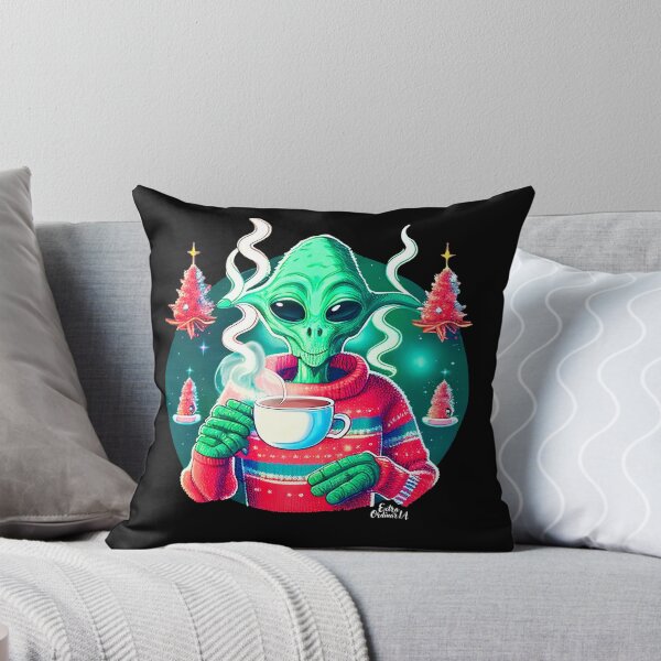 Item preview, Christmas Funny Alien Drinking Coffee Wearing Sweater designed and sold by extraordinar-ia.