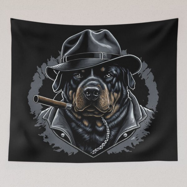 Aperçu de l'œuvre Fumer Rottweiler The Boss Dog Artwork créée et vendue par TheCreativeFab.