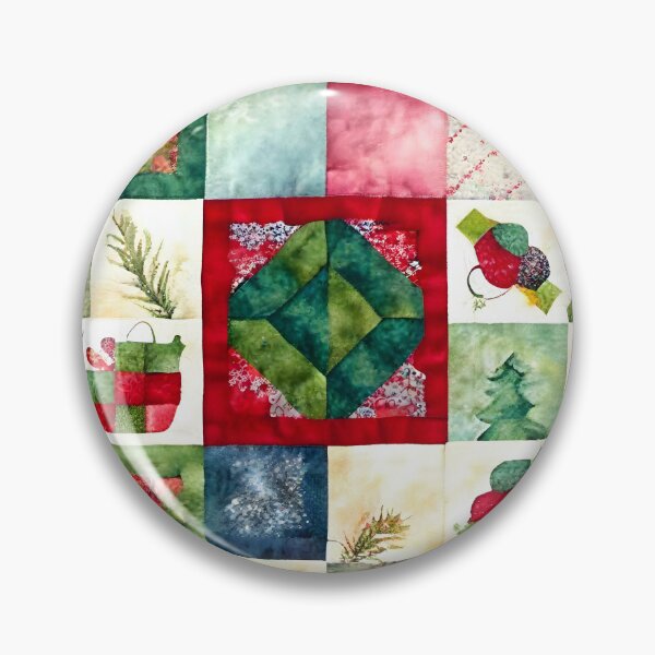 Item preview, Christmas Colored Watercolor Patchwork Quilt Design Bright Greens and Reds designed and sold by ClairesPatterns.