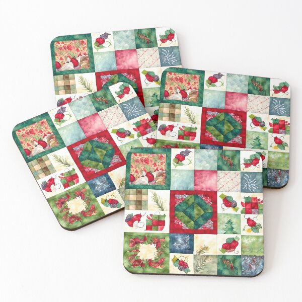 Item preview, Christmas Colored Watercolor Patchwork Quilt Design Bright Greens and Reds designed and sold by ClairesPatterns.