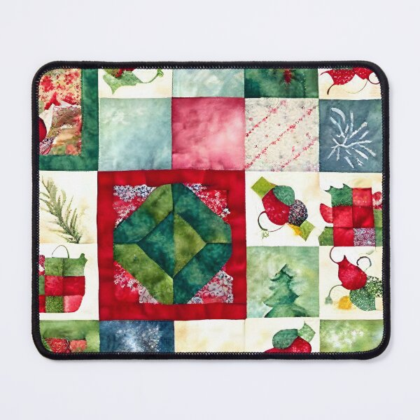 Item preview, Christmas Colored Watercolor Patchwork Quilt Design Bright Greens and Reds designed and sold by ClairesPatterns.