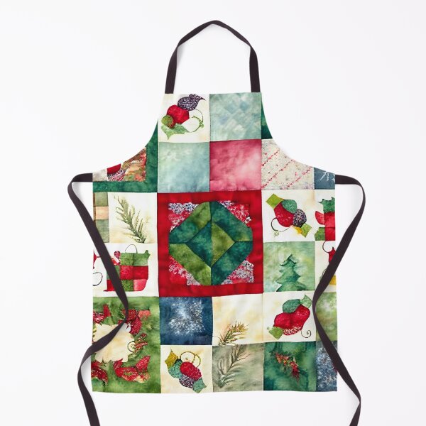 Item preview, Christmas Colored Watercolor Patchwork Quilt Design Bright Greens and Reds designed and sold by ClairesPatterns.
