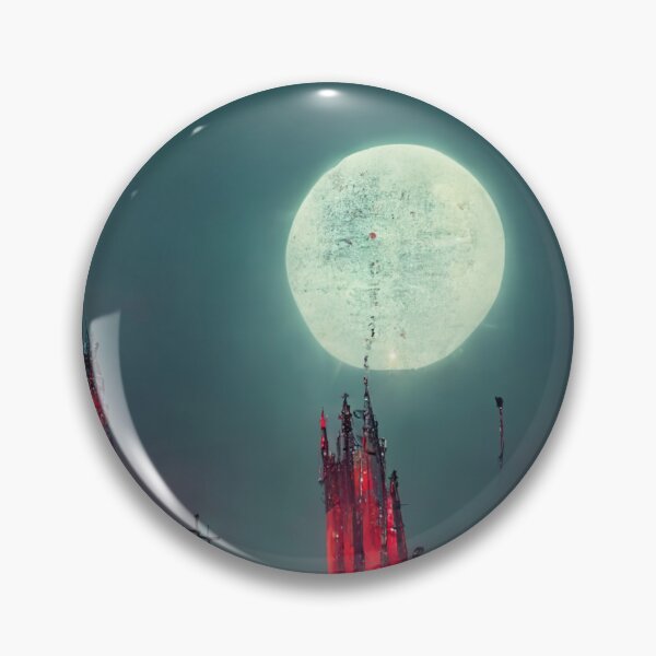 Item preview, Gothic cathedral red neon, white moon, night  designed and sold by breaker160.