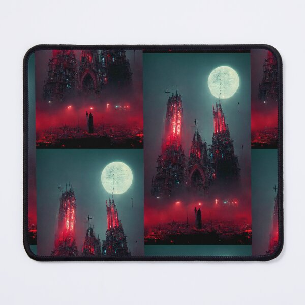 Item preview, Gothic cathedral red neon, white moon, night  designed and sold by breaker160.