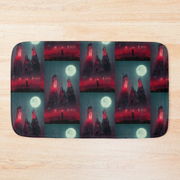 Item preview, Gothic cathedral red neon, white moon, night  designed and sold by breaker160.