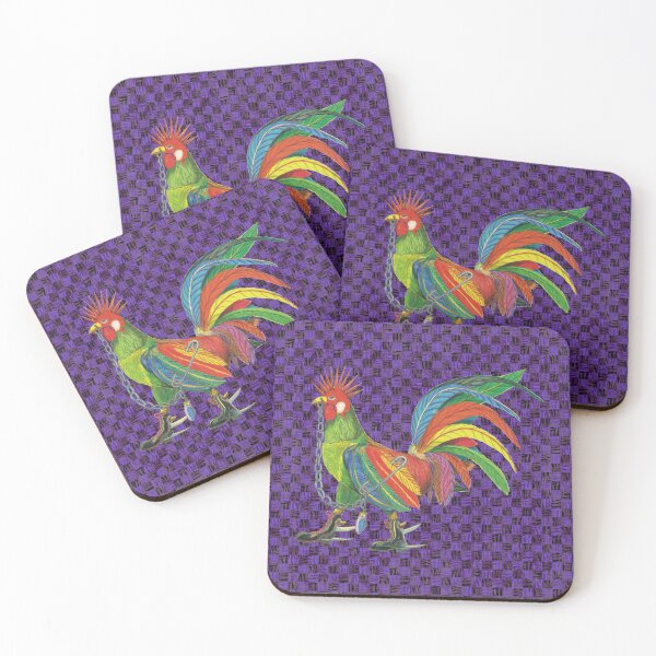 Artikelvorschau, Punky Rooster Basic on Violet Checkered Black entworfen und verkauft von AJLeibengeist.