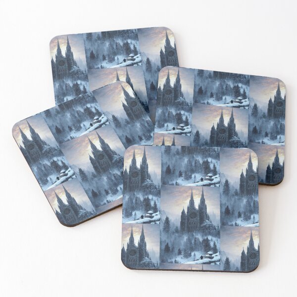 Item preview, Majestic Medieval fantasy cathedral on a hilltop in winter weather designed and sold by breaker160.