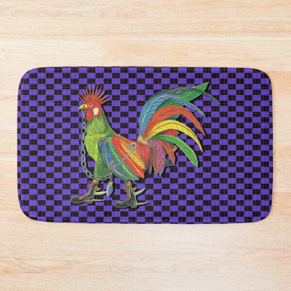Artikelvorschau, Punky Rooster Basic on Violet checkered Black Dark entworfen und verkauft von AJLeibengeist.