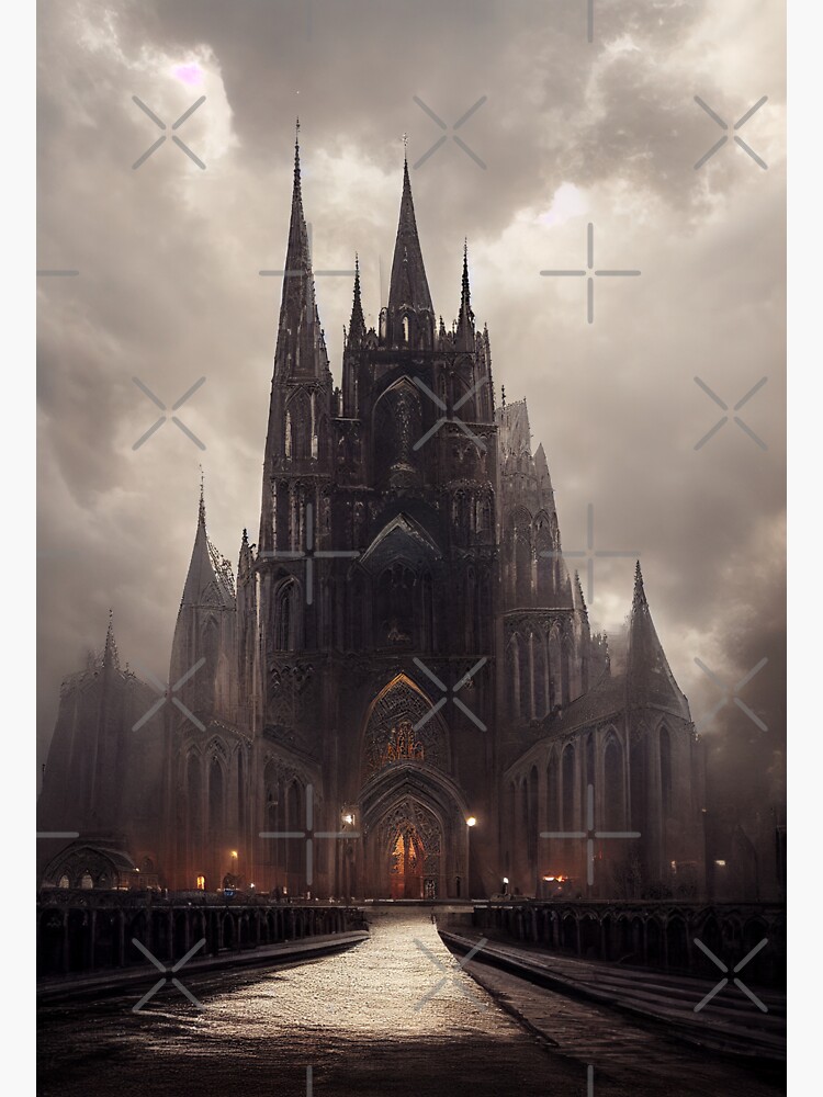 A Wooded Landscape with a Gothic Church Throw Pillow by Karl