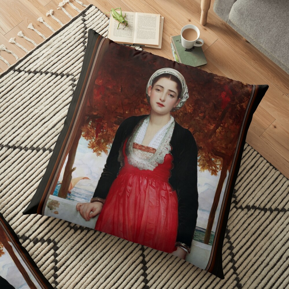 Amarilla by Frederic Leighton Remastered Xzendor7 Classical Art Old Masters Reproductions Floor Pillow