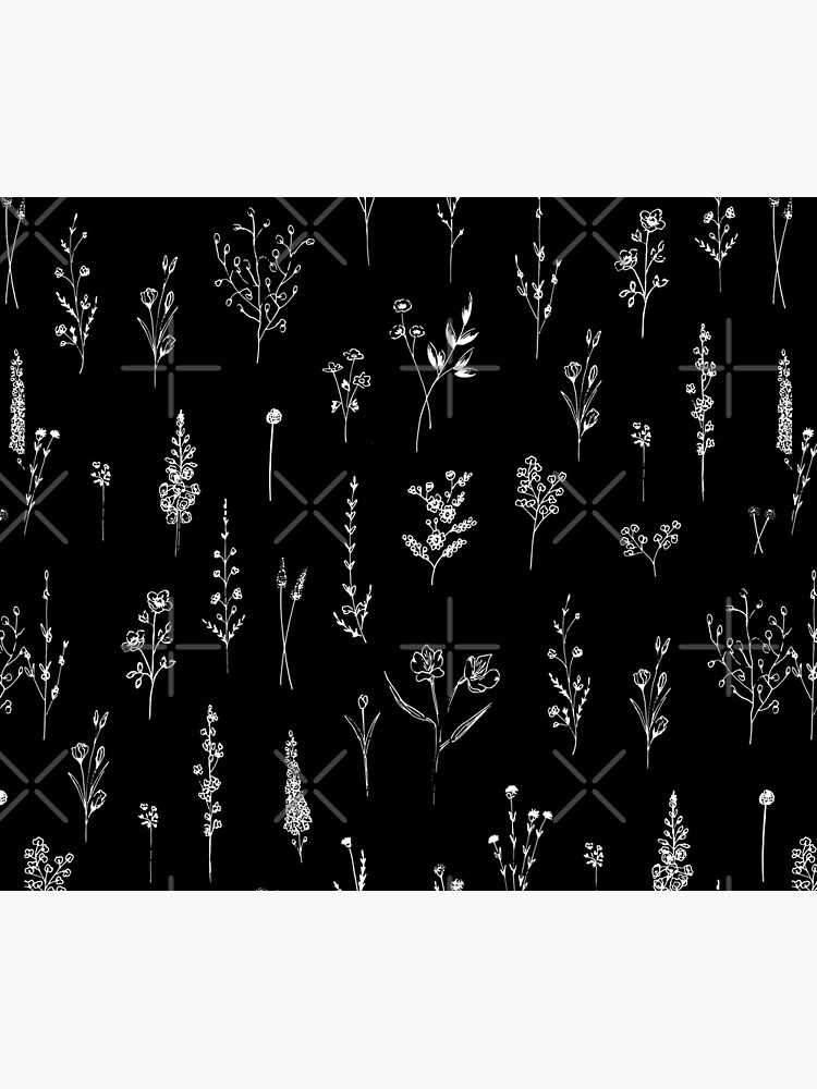 Thumbnail 6 of 6, Pet Blanket, Black wildflowers Pattern designed and sold by Anis Illustration.